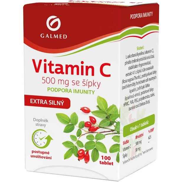 GALMED VITAMÍN C 500 MG SE ŠÍPKY 100 TBL Imunitní podpora