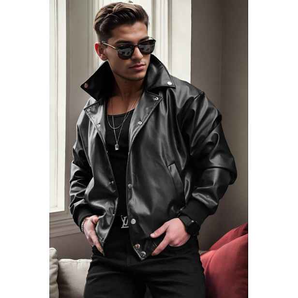 20059 Dewberry Oversize Mens PU Jacket