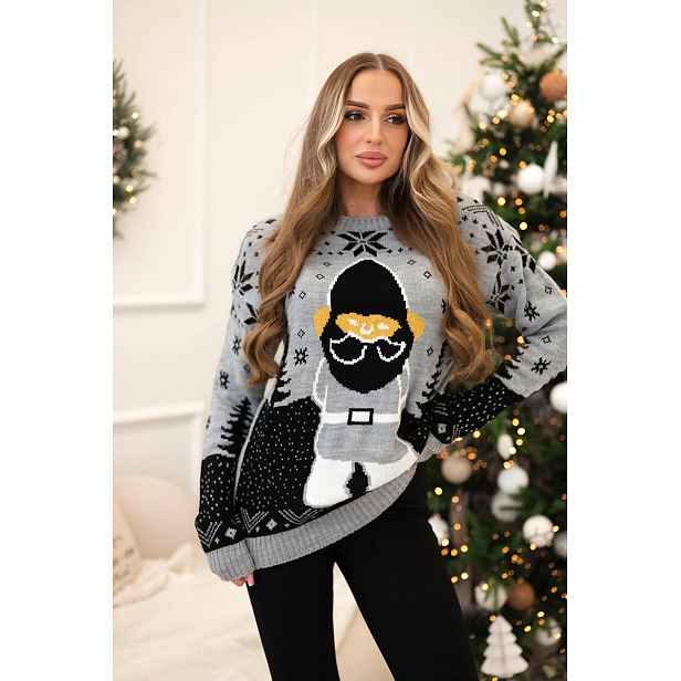 Vánoční svetr s Santa Claus šedou
