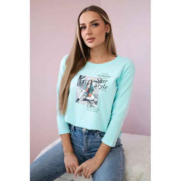 Halenka s potiskem Star Style mint