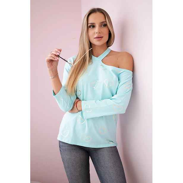 Halenka s potiskem srdce mint