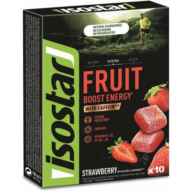 Isostar 10 x 10 G HIGH ENERGY FRUIT BOOST JAHODA Energy želé , G
