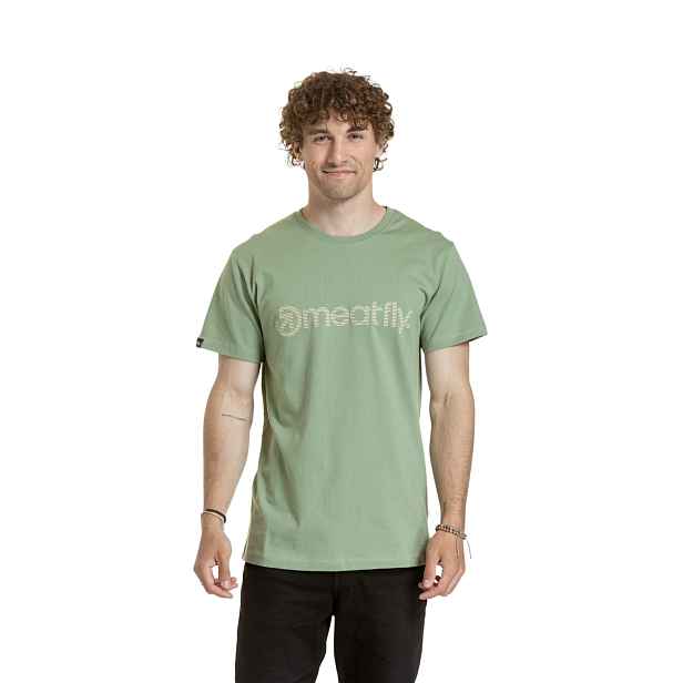Meatfly pánské tričko Striped Logo Basil | 100% bavlna
