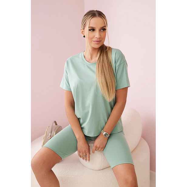 Set top+legíny tmavě mint