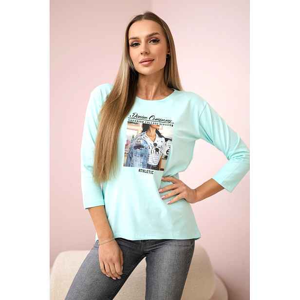 Halenka s potiskem Collage mint