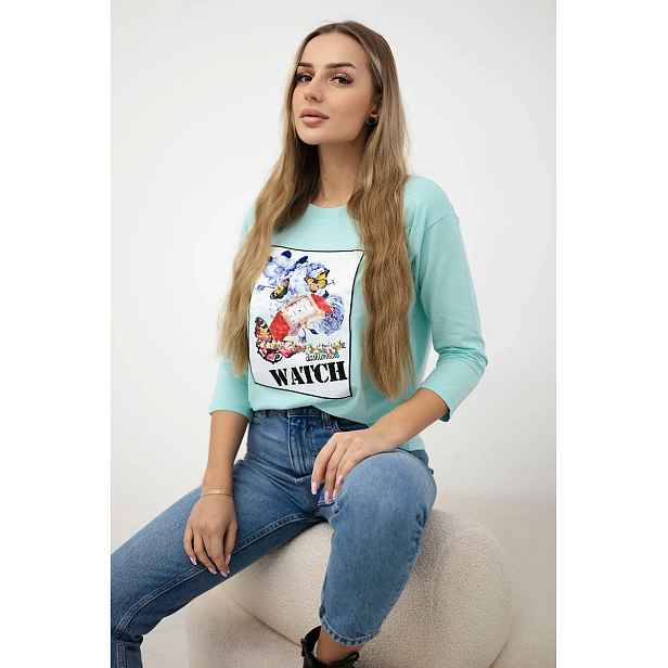 Halenka s grafikou 3D Watch mint