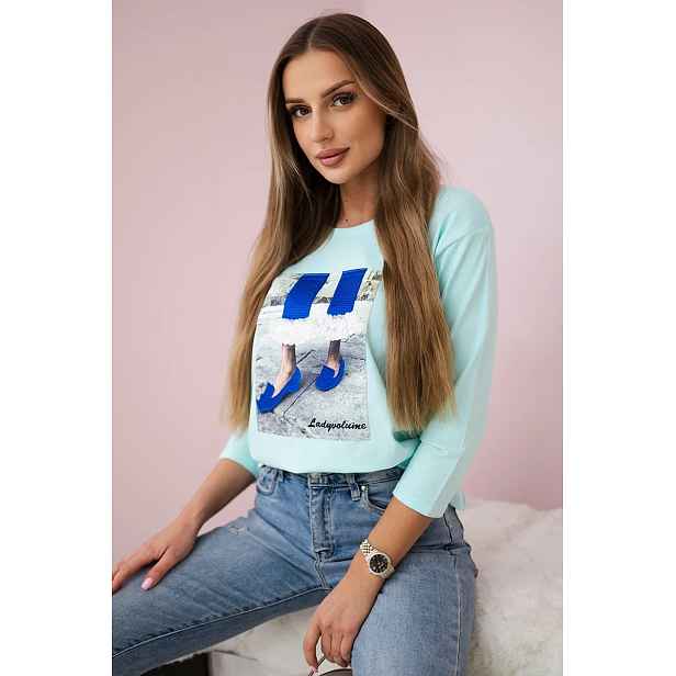 Halenka s 3D grafikou se zirkony mint