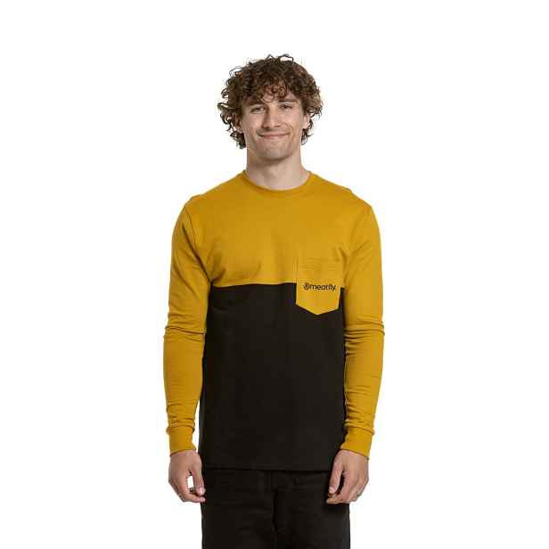 Meatfly pánské tričko s dlouhým rukávem Harvey Mustard | 100% bavlna