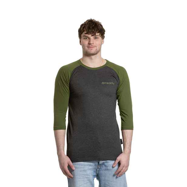 Meatfly pánské tričko s dlouhým rukávem Reagan Raglan Olive / Charcoal Heather | 100% bavlna