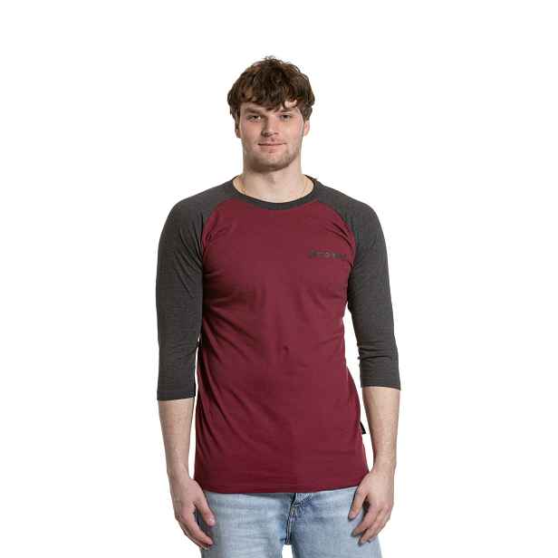 Meatfly pánské tričko s dlouhým rukávem Reagan Raglan Dark Wine / Charcoal Heather | 100% bavlna