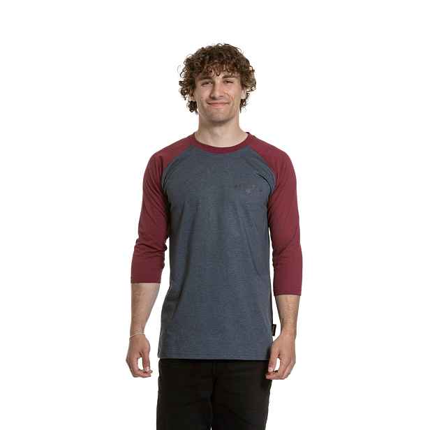 Meatfly pánské tričko s dlouhým rukávem Kennedy Raglan Heather / Dark Wine | 100% bavlna