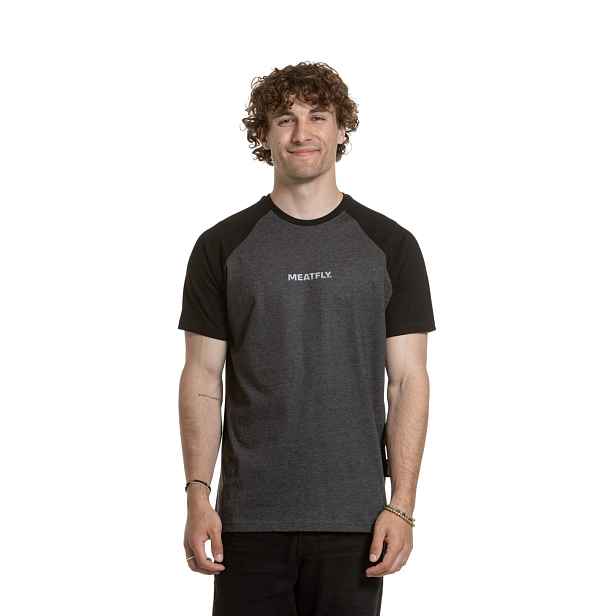 Meatfly pánské tričko Ozzy Raglan Charcoal Heather