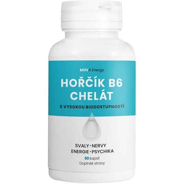 MOVIT ENERGY MOVIT HOŘČÍK B6 CHELÁT 100 MG 90 VEGANSKÝCH KAPSLÍ Doplněk stravy