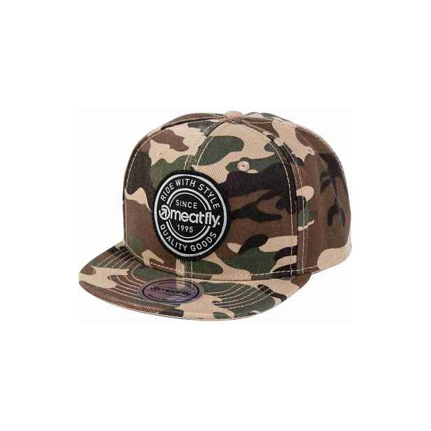 Meatfly kšiltovka Alfy Snapback Camo Label | Maskáč | Velikost One Size