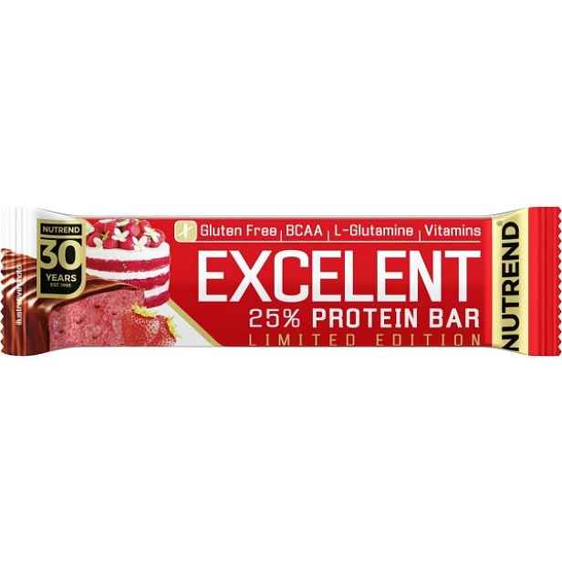 Nutrend EXCELENT PROTEIN BAR 85 G JAHODOVÝ DORT Proteinová tyčinka , G