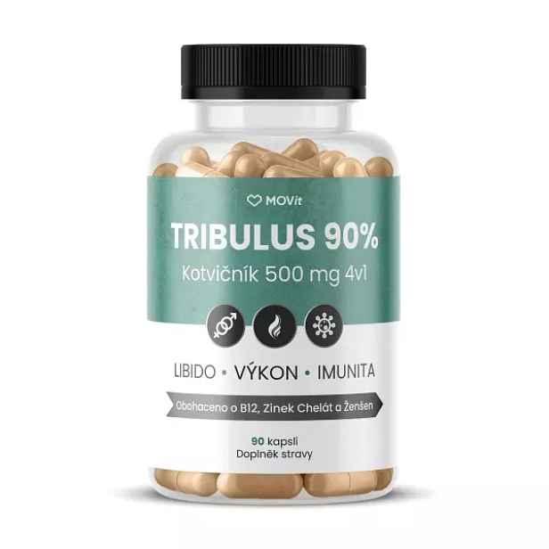 MOVIT ENERGY TRIBULUS 90% KOTVIČNÍK 500 MG 4V1, 90 + 30 KAPSLÍ Doplněk stravy