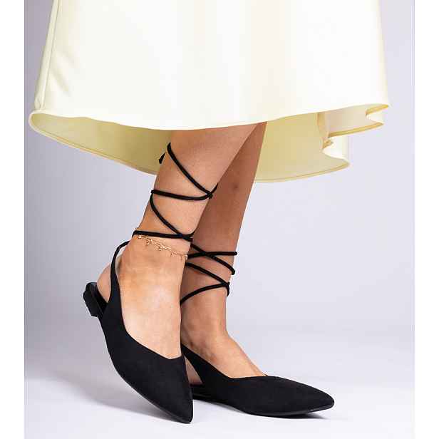 Gemre flat-heeled ankle-tie pumps Karlioz