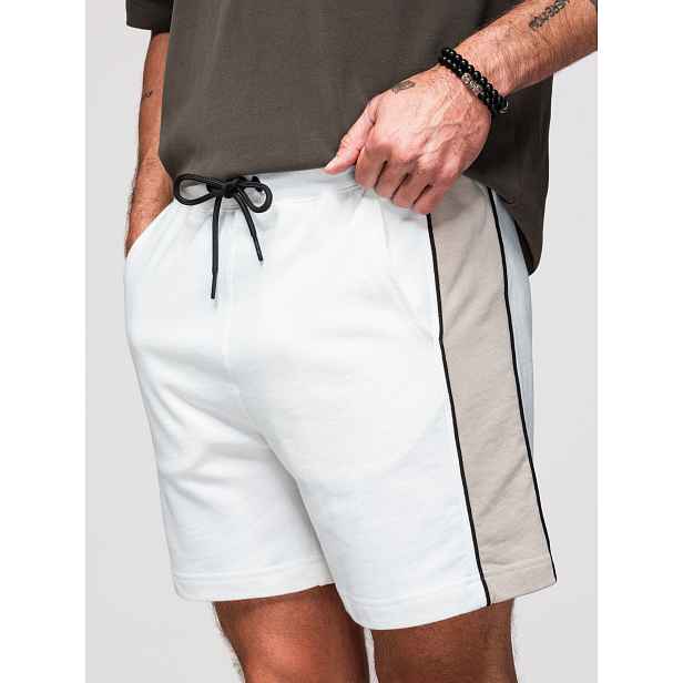 Ombre Men's short sweat shorts with wide stripes - broken
