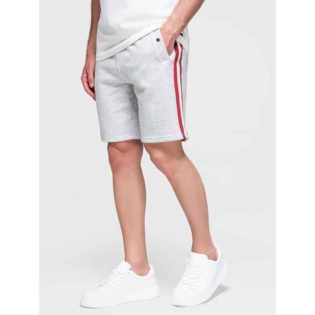 Ombre Men's sweat shorts with piping and drawstring waistband - melange