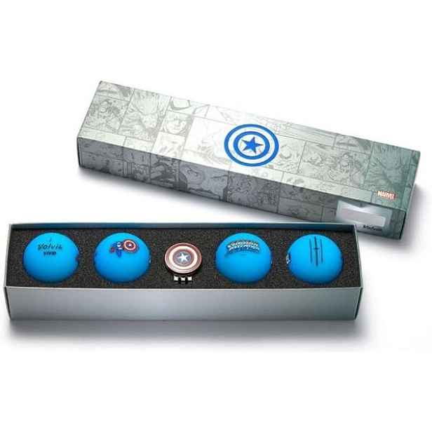 VOLVIK GB CAPTAIN AMERICA SET 4 BALLS + 1 BALLMARKER Golfové míčky