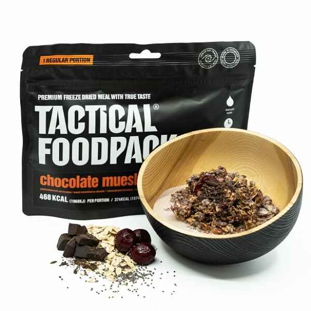 TACTICAL FOODPACK ČOKOLÁDOVÉ MÜSLI TŘEŠNĚMI A CHIA SEMÍNKY 125 G Müsli