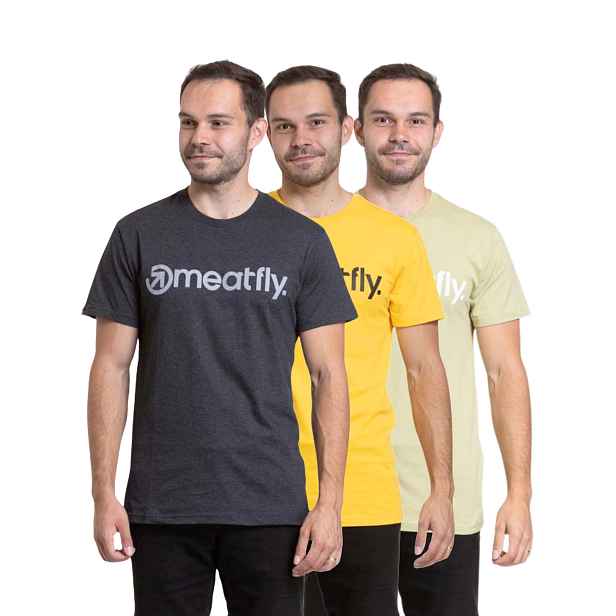Meatfly balení pánských triček MF Logo Multipack Charcoal Heather / Olive Light / Winter | 100% bavlna