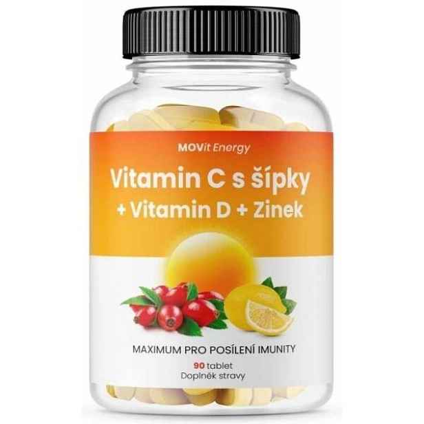 MOVIT ENERGY MOVIT VITAMIN C 1200 MG ŠÍPKY + VITAMIN D + ZINEK 90 TABLET Doplněk stravy