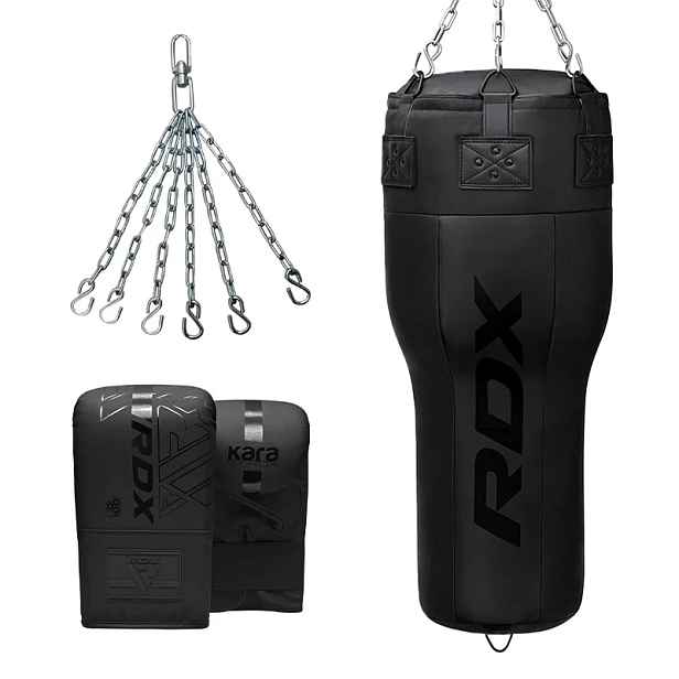 RDX Tvarovaný Angle Punch Bag boxovací pytel 3v1, rukavice, otočný řetěz, plněný