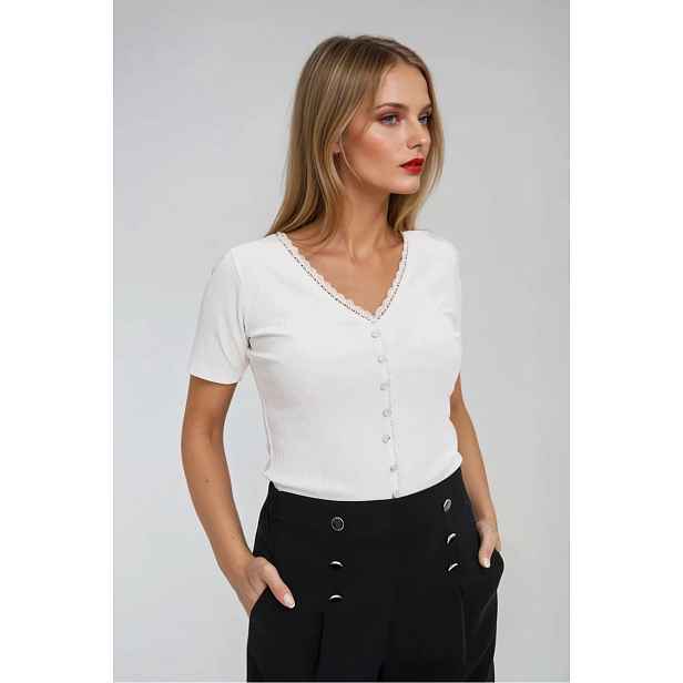 Marisse Blouse With Lace Neckline