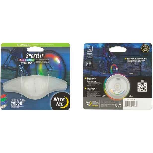 NITE IZE SPOKELIT DISC-O SELECT Nabíjecí světlo do výpletu kola, transparentní