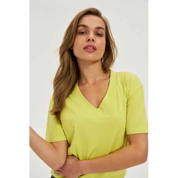 Marisse Lime V-Neck T-Shirt