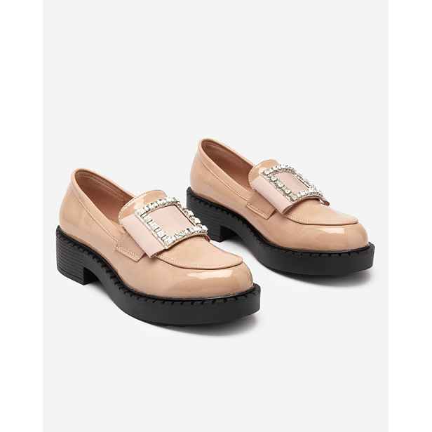 Resti Lacquered shoes with a buckle in nude color Fogim- Footwear
