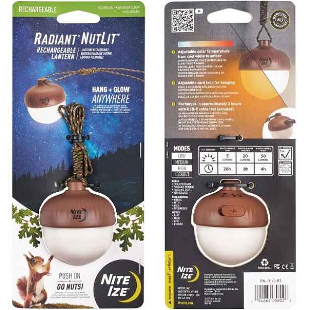 NITE IZE RADIANT® NUTLIT™ Nabíjecí svítilna, transparentní
