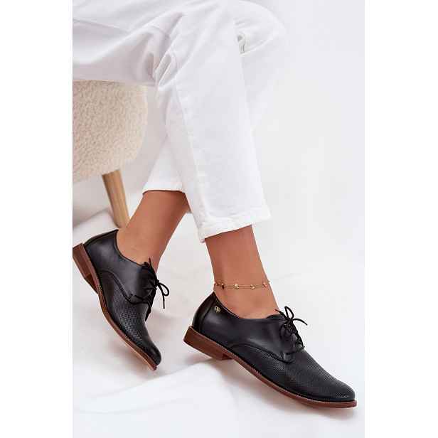 Dámské kožené elegantní šněrovací polobotky Zazoo 4238