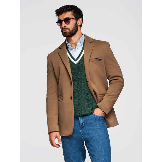 Ombre Men's knitted jacket with a fitted cut - light