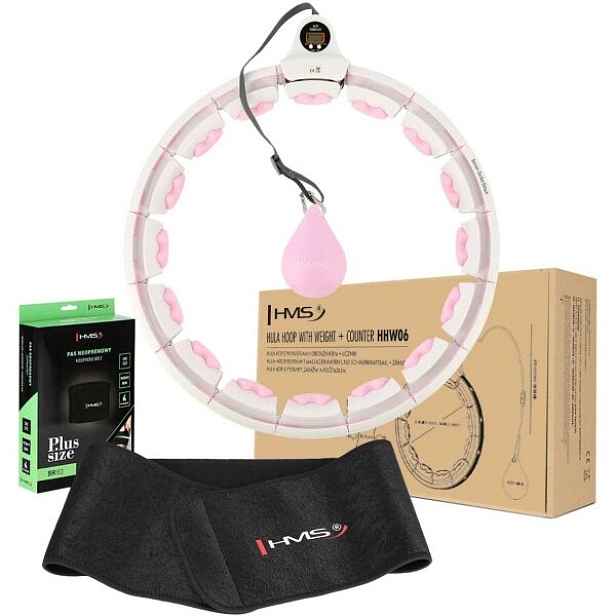 HMS SET HHW06 + BE163 PLUS SIZE Sada masážní obruče se závažím a zeštíhlujícího pásu