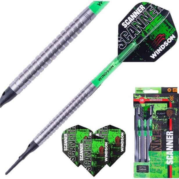 Windson SCANNER 18 G Set wolframových šipek s plastovými hroty, mix