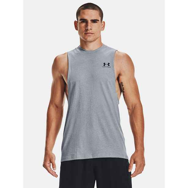 Pánské tílko Under Armour UA LEFT CHEST CUT OFF TANK-GRY - Pánské