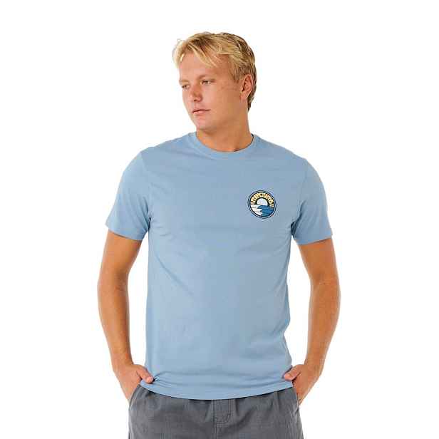 Rip curl pánské tričko Pacific Rinse Stacked Faded Denim | 100% bavlna