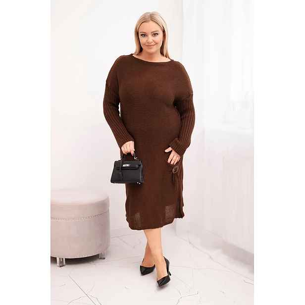 Plus size pletené šaty s mohairem a kapsou