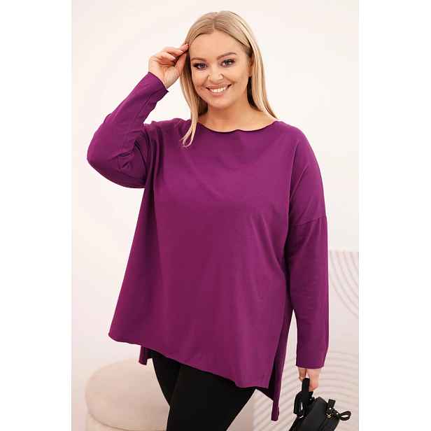 Asymetrická plus size halenka s dlouhými rukávy