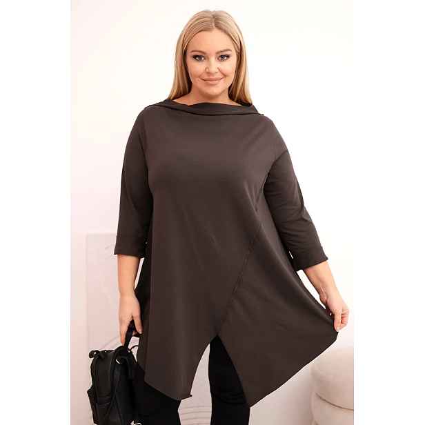 Asymetrická halenka Plus Size s ohrnutými rukávy