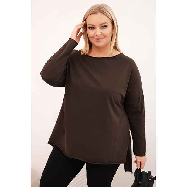 Dámská plus size asymetrická halenka s dlouhými rukávy