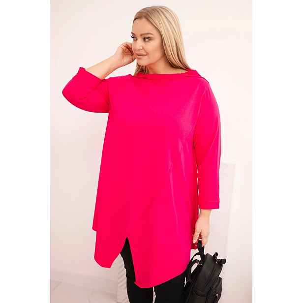 Asymetrická halenka Plus Size fuchsiová