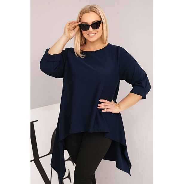 Kesi Dámská tunika Plus Size bavlněná s asymetrickým střihem granátová