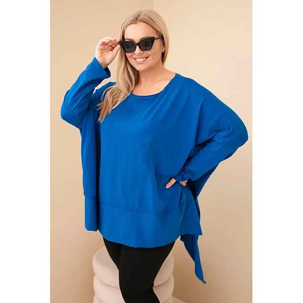 Kesi Dámská tunika Plus Size z bavlny s asymetrickým spodním lemem chaberová