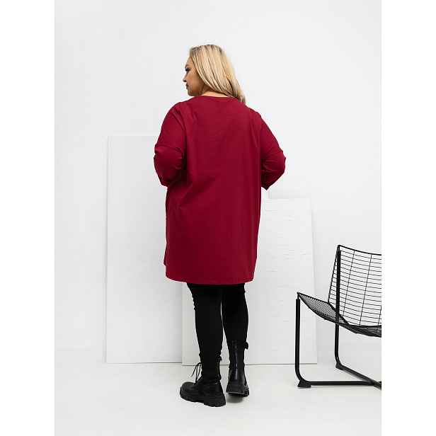 Bordová plus size tunika