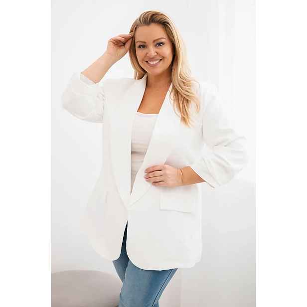 Elegantní plus size dámský blejzr ecru