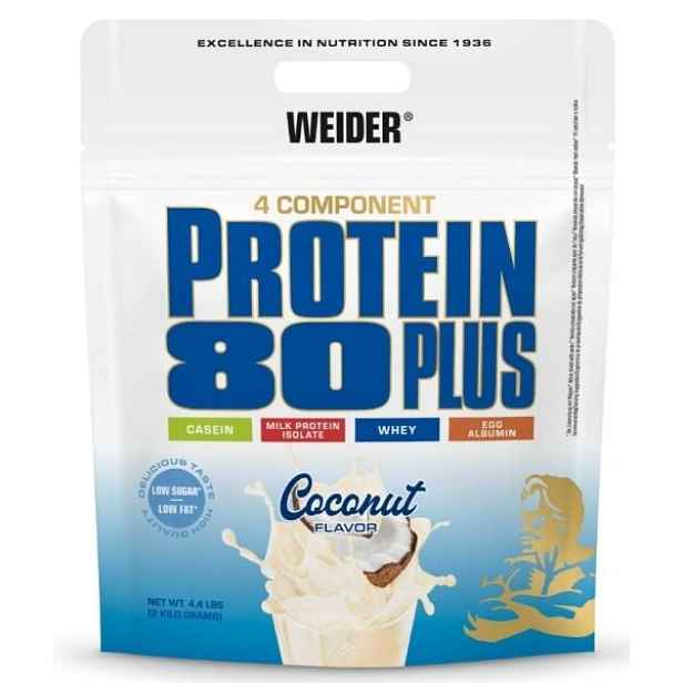 WEIDER PROTEIN 80 PLUS, SÁČEK 2000G, COCONUT Vícesložkový protein , KG