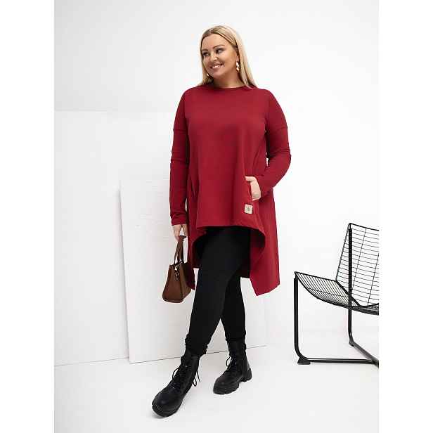 Bordová tunika plus size